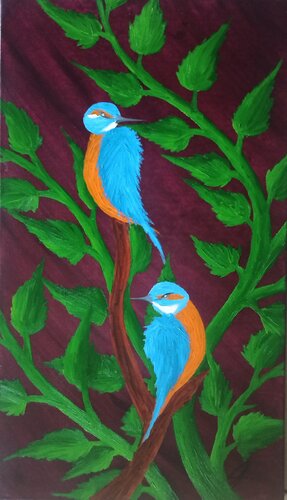 Fantasie Eisvögel par Christian Tschierske, Peinture en vente sur Singulart