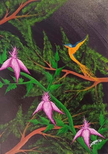 Fantasie Eisvogel Nr. 5 par Christian Tschierske, Peinture en vente sur Singulart