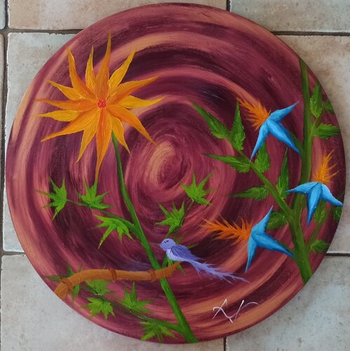 Fantasie Blume und Vogel van Christian Tschierske, Schilderij te koop op Singulart