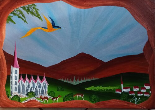 Kirche 5 van Christian Tschierske, Schilderij te koop op Singulart