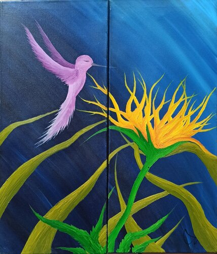 Vogel und Feuerblume von Christian Tschierske, Malerei kaufen auf Singulart