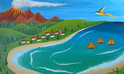 Vulkan Landschaft di Christian Tschierske, Pittura in vendita su Singulart