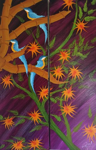 Fantasie Eisvögel by Christian Tschierske, Painting for Sale on Singulart