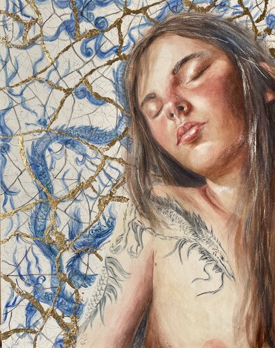 KINTSUGI DRAGÓN by Rocío González, Painting for Sale on Singulart