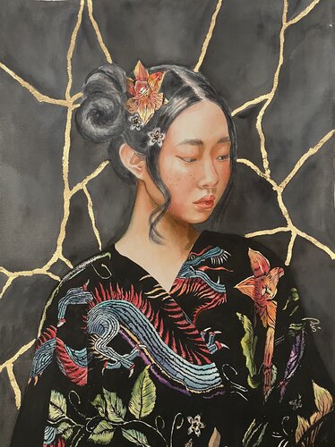KINTSUGI EN NEGRO van Rocío González, Schilderij te koop op Singulart