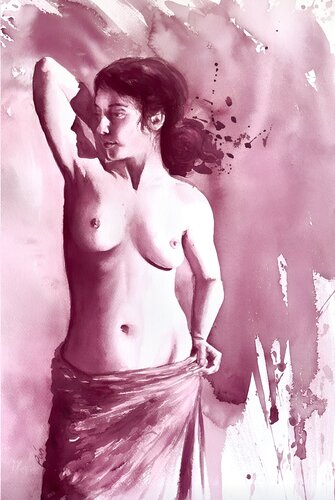 Desnudo en burdeos di Rocío González, Pittura in vendita su Singulart