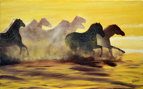 Comme une cavalcade au dessus des nuages (Winston Perez) di Jacques Maupas, Pittura in vendita su Singulart