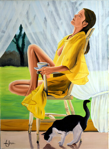 Pause café di Jacques Maupas, Pittura in vendita su Singulart