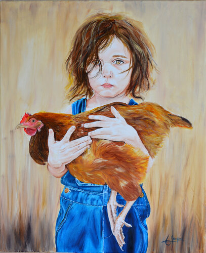 Elliot et son coq par Jacques Maupas, Peinture en vente sur Singulart