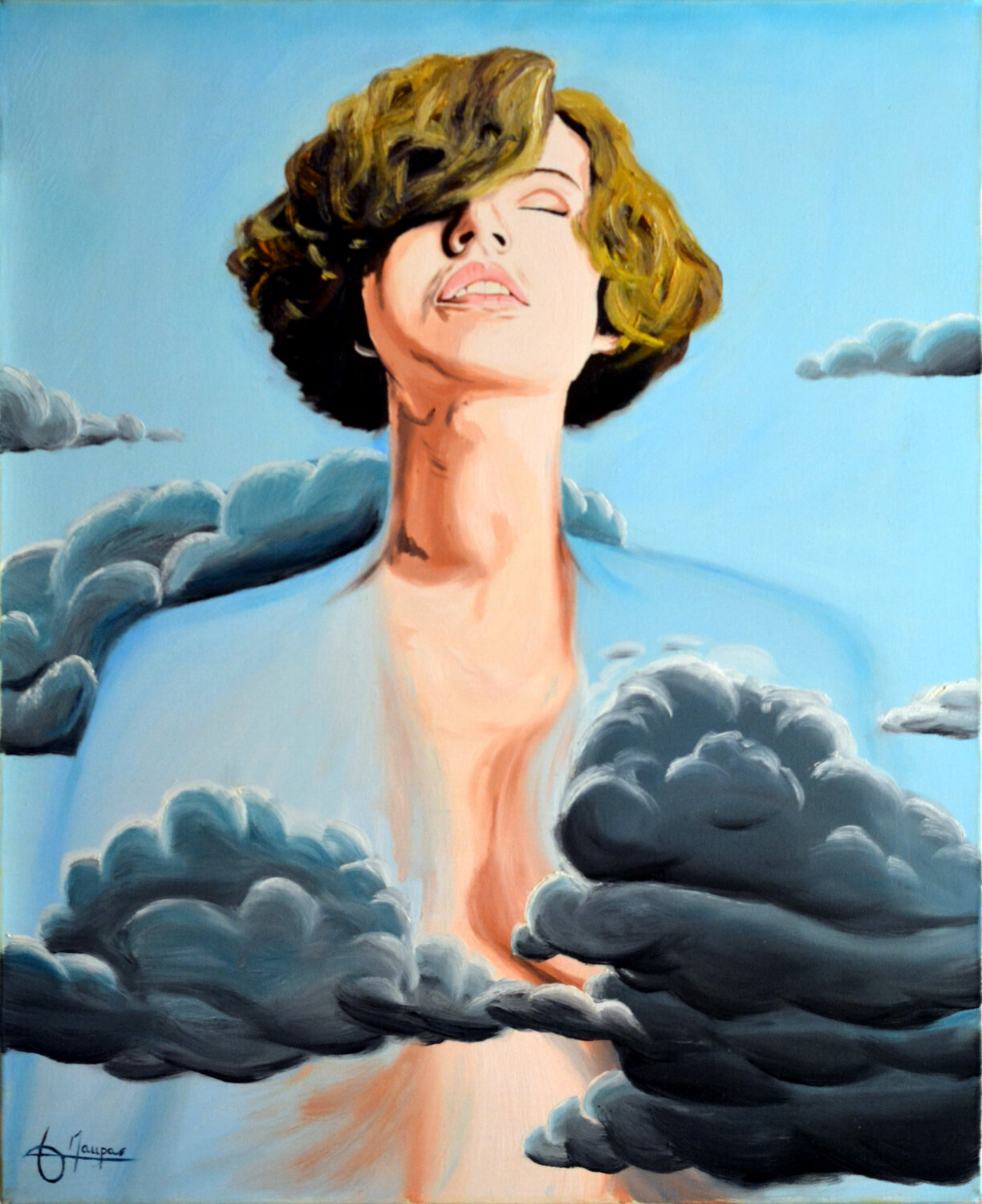 Dans les nuages Jacques Maupas Dipinto originale in vendita