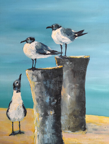 Seagull family by Maria Slynko, Painting for Sale on Singulart