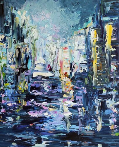 Deeply night in the city von Maria Slynko, Malerei kaufen auf Singulart