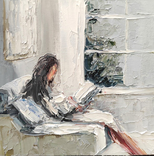 Reader's Solitude by Maria Slynko, Painting for Sale on Singulart