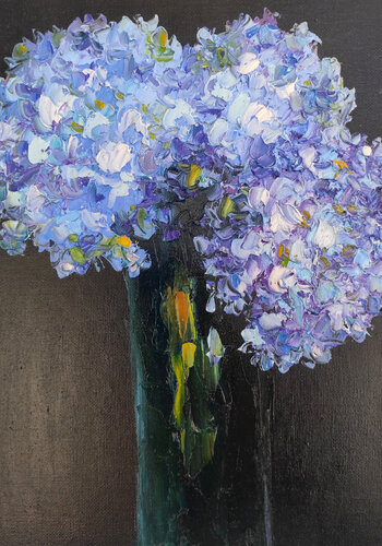 Blue Hydrangea van Maria Slynko, Schilderij te koop op Singulart