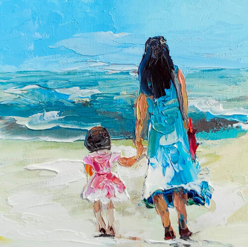 Mother and  Daughter by Maria Slynko, Painting for Sale on Singulart