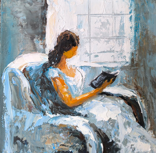 Velvet Night Reading by Maria Slynko, Painting for Sale on Singulart