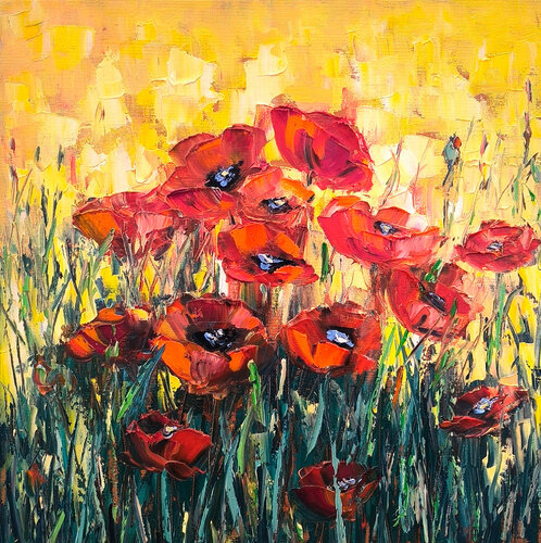 Bright Poppies by Maria Slynko, Painting for Sale on Singulart