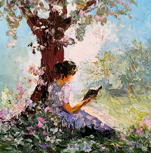 Reading in Bloom de Maria Slynko, Pintura a la venta en Singulart