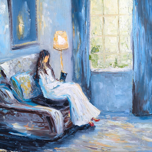 Reading Woman by Maria Slynko, Painting for Sale on Singulart