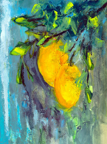 Two Lemons par Maria Slynko, Peinture en vente sur Singulart