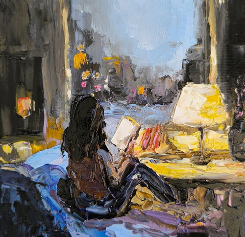 Night Reading par Maria Slynko, Peinture en vente sur Singulart