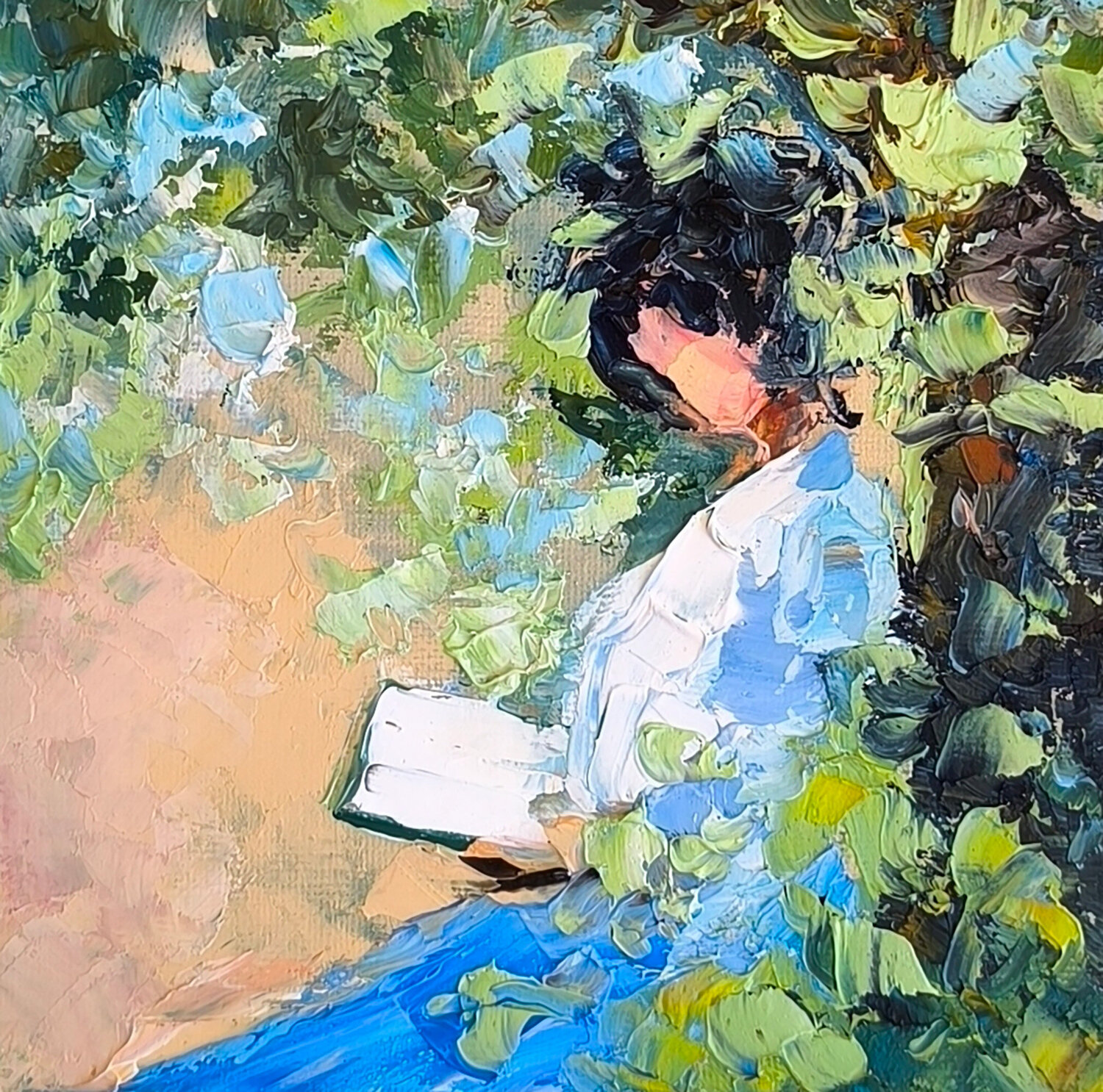 Summer reading Maria Slynko Dipinto originale in vendita