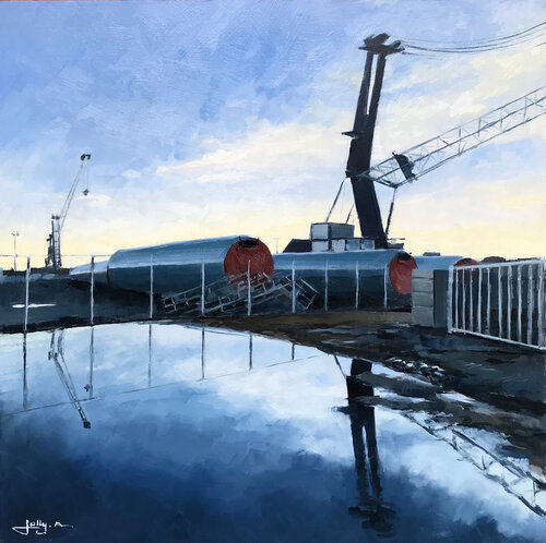 Sur le port / Grue von Anne JOLLY, Malerei kaufen auf Singulart