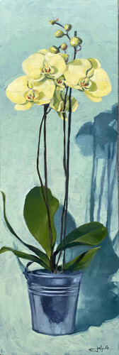 Orchidée Jaune van Anne JOLLY, Schilderij te koop op Singulart