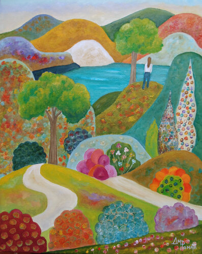 Back Up On The Hill van Angeles M. Pomata, Schilderij te koop op Singulart