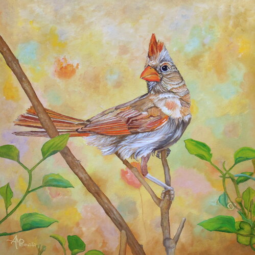 Female Cardinal Portrait by Angeles M. Pomata, Painting for Sale on Singulart
