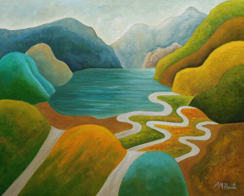 Echoes In The Blue Pond von Angeles M. Pomata, Malerei kaufen auf Singulart