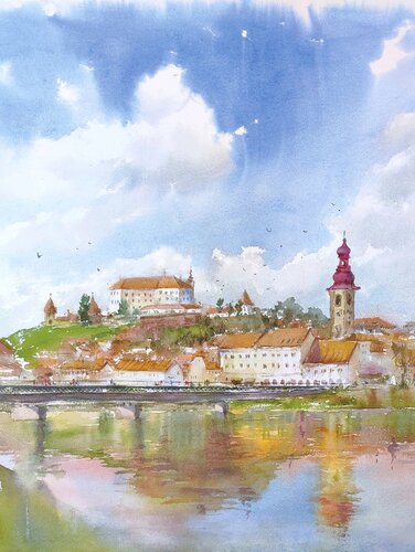 History, Oldest Slovenian town, Ptuj van Larisa Carli, Werk op papier te koop op Singulart