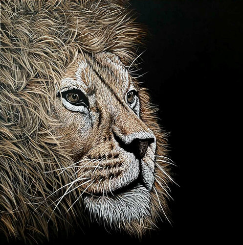 Lion  (COMMISSION painting) van Elena Dmitrenko, Schilderij te koop op Singulart