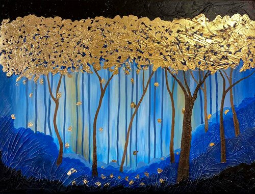 Golden forest di Elena Dmitrenko, Pittura in vendita su Singulart