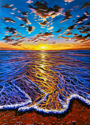Bright sunset 4 par Elena Dmitrenko, Peinture en vente sur Singulart
