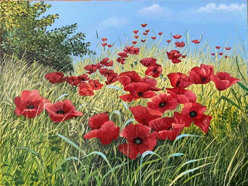 Poppy’s field by Elena Dmitrenko, Painting for Sale on Singulart