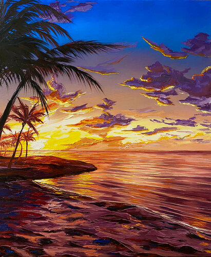 Bright sunset 5 di Elena Dmitrenko, Pittura in vendita su Singulart