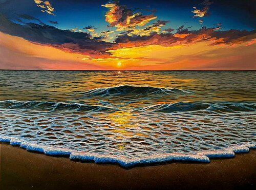 Bright sunset 6 di Elena Dmitrenko, Pittura in vendita su Singulart