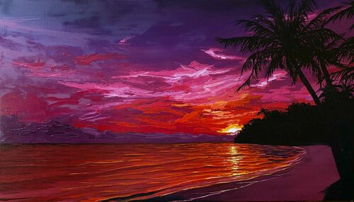 Violet sunset di Elena Dmitrenko, Pittura in vendita su Singulart