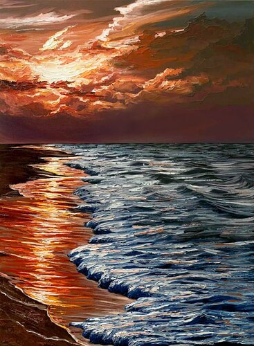 Bright sunset 10 par Elena Dmitrenko, Peinture en vente sur Singulart