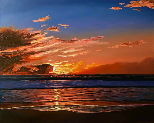 Warm and Cosy bright sunset de Elena Dmitrenko, Pintura a la venta en Singulart