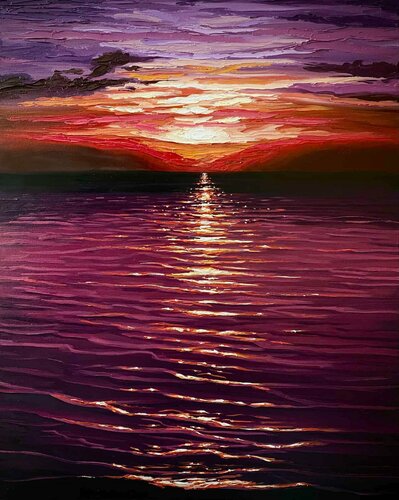 Violet sunset by Elena Dmitrenko, Painting for Sale on Singulart