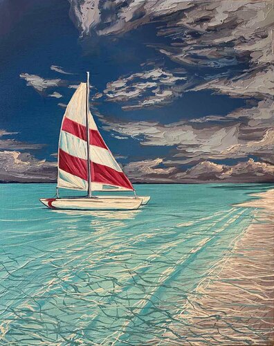 Sailboat, ocean par Elena Dmitrenko, Peinture en vente sur Singulart