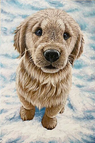 Golden Retriever Puppy di Elena Dmitrenko, Pittura in vendita su Singulart