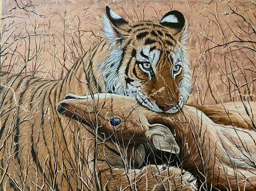 Successful Hunt. Tiger von Elena Dmitrenko, Malerei kaufen auf Singulart