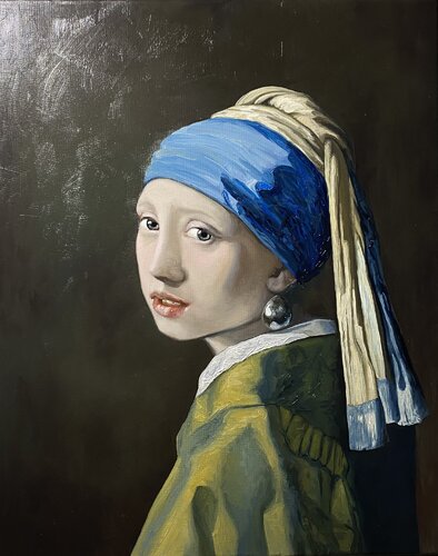 Girl with a pearl earring par Elena Dmitrenko, Peinture en vente sur Singulart