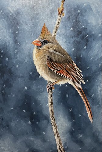 Winter morning ( Bird) de Elena Dmitrenko, Pintura a la venta en Singulart