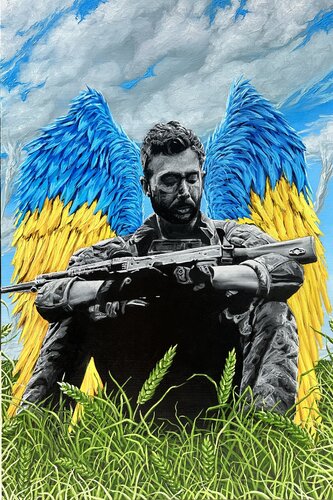 Chris Campbell soldier portrait di Elena Dmitrenko, Pittura in vendita su Singulart