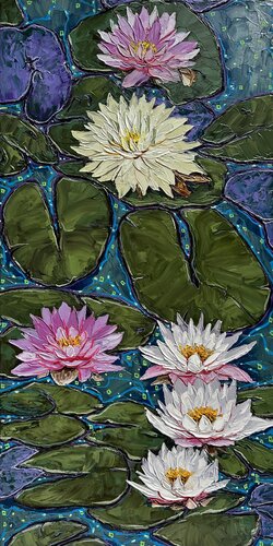 Water lilies symphony by Elena Dmitrenko, Painting for Sale on Singulart