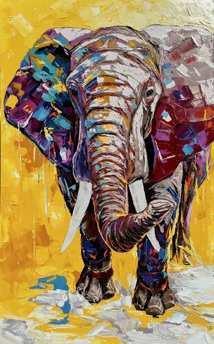 Rainbow Elephant II di Elena Dmitrenko, Pittura in vendita su Singulart
